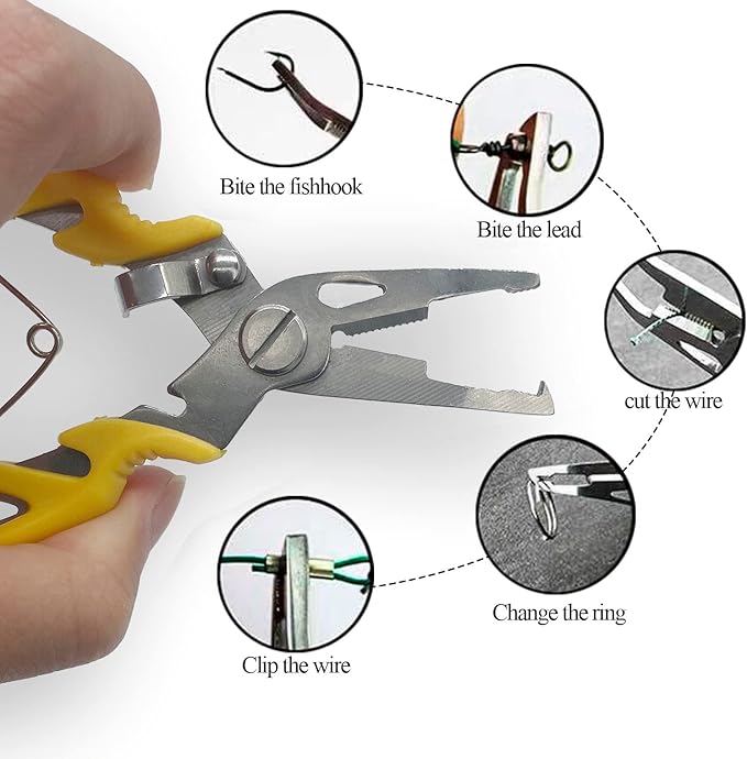 Pack of 201pcs Fishing Stainless Steel Split Rings 5 Sizes and Plier Set, Split Ring Capable of withstanding Large tensile Force and Fishing Plier Tool Kit for Saltwater Fishing Lure Connectors…