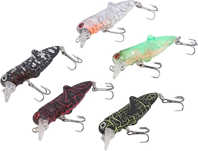 Grasshopper Minnow Hard Baits Lifelike Fishing Lure Set for Anglers Colorful Simulation Bait Fishing Adventures