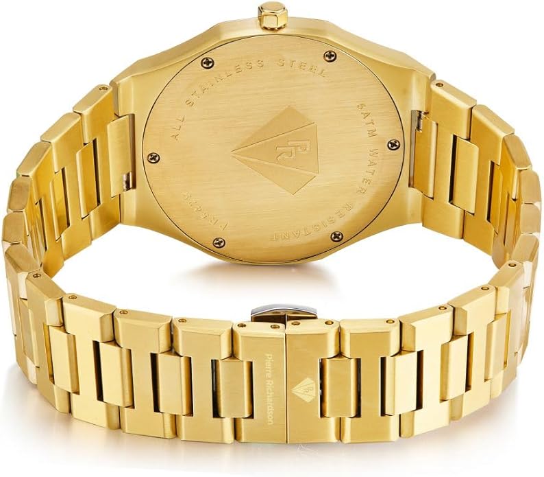 PIERRE RICHARDSON PR5428 Men’s Luxury Watch – Japanese Quartz Movement, Stainless Steel, 41mm, 5ATM Water Resistant, Scratch-Resistant Sapphire Crystal Glass – Classic Dress Watch for Men