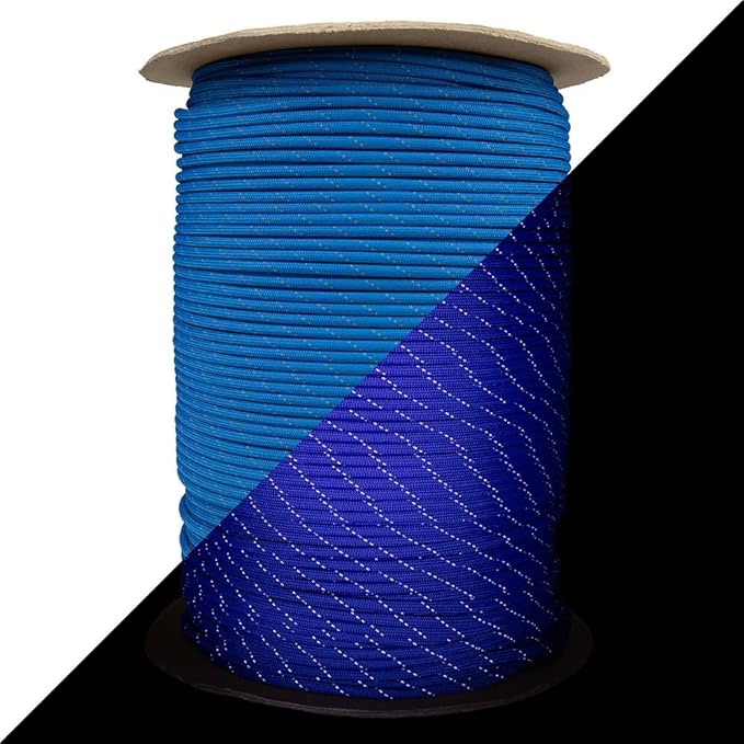 Reflective 550lb Paracord – 7 Strand Type III Nylon Parachute Cord for Hiking, Camping, and Fishing – 30+ Colors and 6 Length Options
