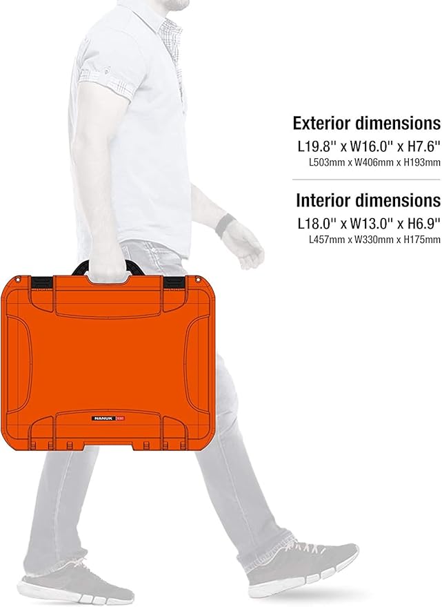 Nanuk 930 Waterproof Hard Case with Lid Organizer and Padded Divider - Orange (930-6003)