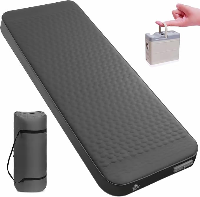 Self Inflating Sleeping Pad with Electric Pump, 4โUltra-Thick Memory Foam Camping Mattress Pad, Ultralight Camping Sleeping Pad, 9.5 R-Value Insulated Sleeping Mat for Car Travel