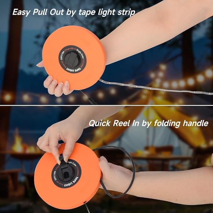 Camping Lights String,Tape Tent Lights RGB with 100 Modes Music Sync Color Changing APP Control Waterproof 13/26 FT ,Led Camping Lantern Retractable for Emergency Yard Camping Decoration (13 Ft)
