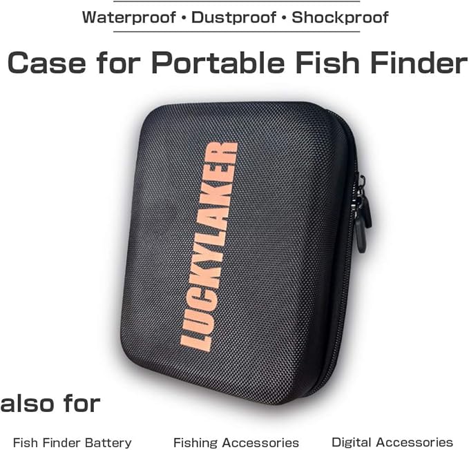 LUCKY Hard Travel Case LUCKYLAKER Handheld Fish Finder Boat Sonar Fishing Finders Transducer Kayak Fish Finder Waterproof for Ice Fishing