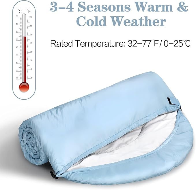 Sleeping Bags for Adults, Teens & Kids - Use for 3-4 Seasons, Warm & Cold Weather - Lightweight,Waterproof, Use for Backpacking, Hiking and Camping