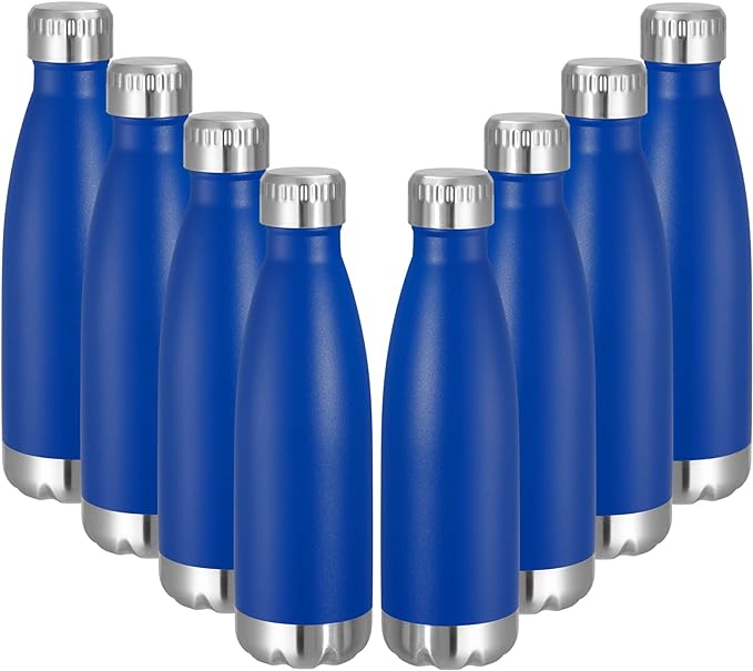 VEGOND 17oz Stainless Steel Water Bottles Bulk, Reusable Metal Sports Water Bottle Keeps Drink Hot and Cold, BPA Free Double Wall Vacuum Cola Shape Insulated Water Bottles for Camping Gym, 8 Pack
