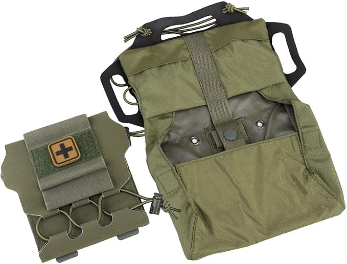 SABADO Rapid Deploy IFAK Pouch First Aid Kits Pack Tactical Two-piece System Medical Supply Holder Roll Carrier Hypalon Handle Outdoor Sport Hunting Bag Laminated Matting Fabric
