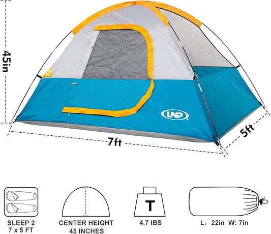 Camping Tent 2 Person, Waterproof Windproof Tent with Rainfly Easy Set up-Portable Dome Tents for Camping…