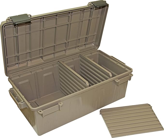 MTM ACDC30, Divided Ammo Crate Utility Box, Water- Resistant, Stackable, Snap Latch, USA Made, Dark Earth