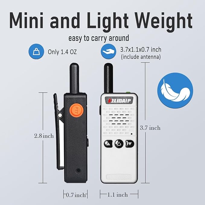 T-M2 Super Mini Walkie Talkie for Adult Kids,Rechargeable Portable FM Transceiver,Small Two Way Radio for Supermarket,Hotel,Outdoor Sport,Hiking,Camping,Indoor,Family Trip,White 1 Pack
