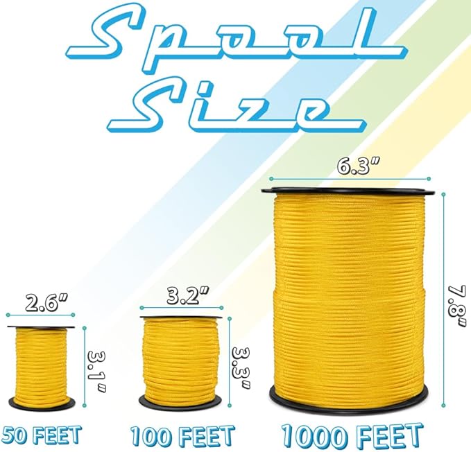 West Coast Paracord 550lb Paracord Spools – 7 Strand Type III Tactical Parachute Cord for Hiking, Camping, and Fishing – Yellow (1,000 ft)
