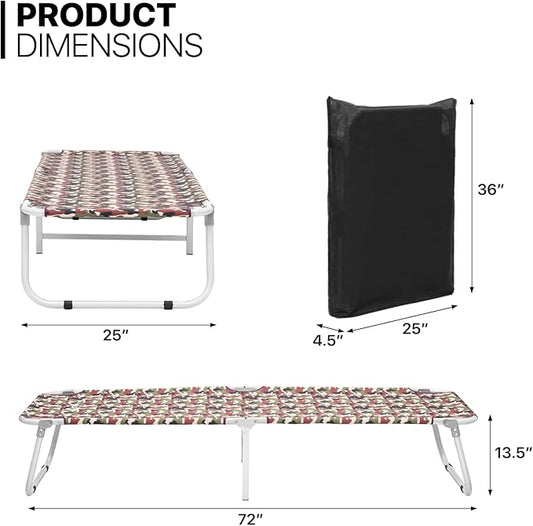 MoNiBloom Lightweight Folding Camping Cot Bed, Ultralight Folding Portable Compact Cots for Outdoor Travel Base Camp Hiking Mountaineering Lightweight Backpacking, Weight Capacity 195 lbs, Blue