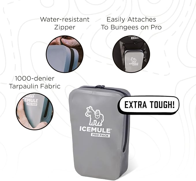 ICEMULE Pro Accessory Storage Pouch – Water Resistant, Travel Sized, Camping Accessory Storage Pouch and Dry Bag, Perfect for Hiking, Camping, and Beach-Going, Grey