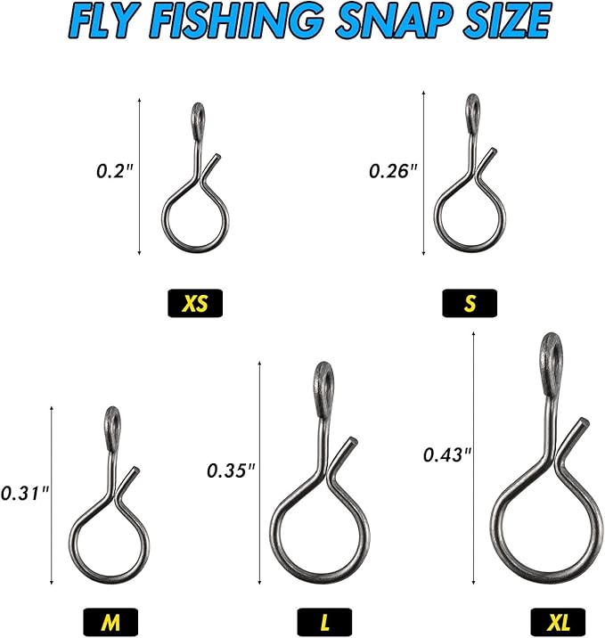 Alwonder 150-Pack Fly Fishing Snaps Twist Clips, 3/5 Sizes Stainless Steel Quick Change Lure Snaps No Knot Clip Quick Snap Fast Snap Lure Connector for Jigs Lures Fishing Clips Swivels Terminal Tackle