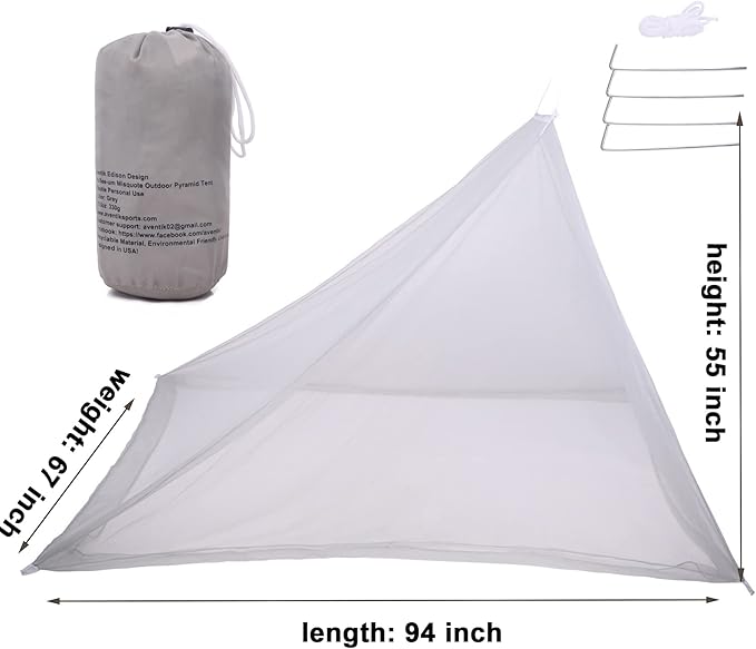 No-See-Ums Camping Mosquito Net Bed Compact and Ultra-Light for Travel,Finest Holes Mesh 2000 Noseeum Netting for Camping and Hiking, Without Sleeping Mat