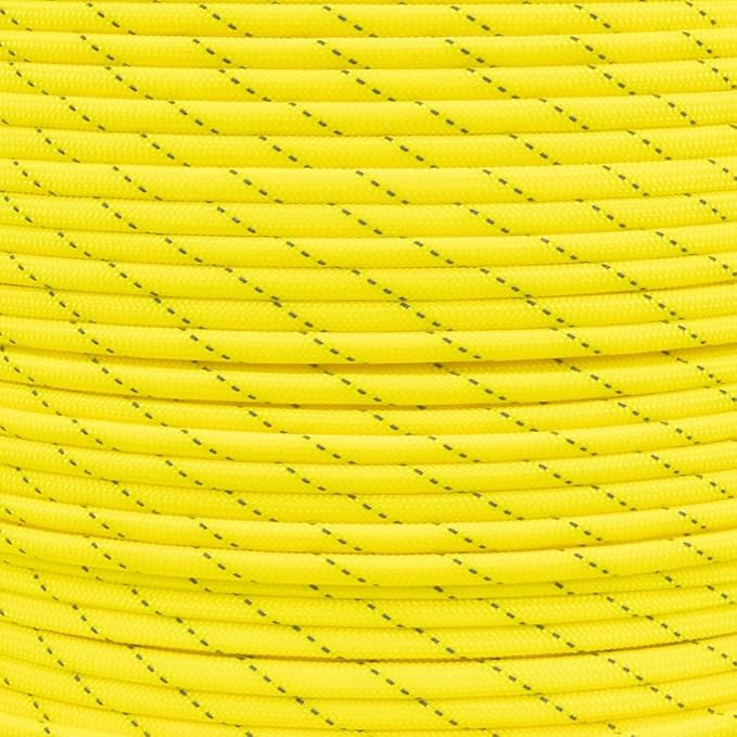 Reflective 550lb Paracord – 7 Strand Type III Nylon Parachute Cord for Hiking, Camping, and Fishing – 30+ Colors and 6 Length Options