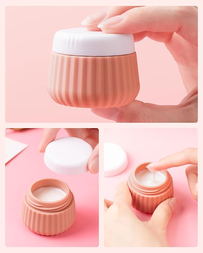Travel Containers for Toiletries 4 Pack, TSA Approved Travel Size Toiletries, Travel Size Containers, With Clear Bag Leak Proof Silicone Jars, Travel Essentials Creams Jars Carrying Small Items