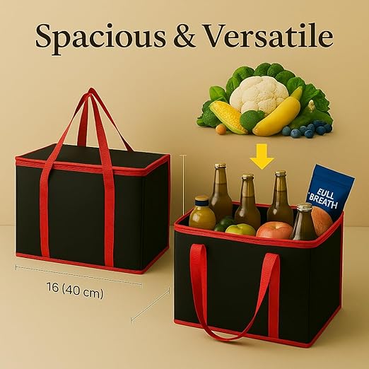 musbus 2 Pack XL-Large Insulated Grocery Shopping Bags, Green, Reusable Bag,Thermal Zipper,Collapsible,Tote,Cooler,Food Transport hot and Cold,for instacart,Camping