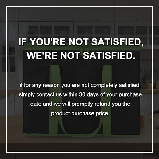 Bodaon 2-Pack Insulated Pizza Delivery Bags, X-Large Reusable Grocery Shopping Bags, Black with Green Edge