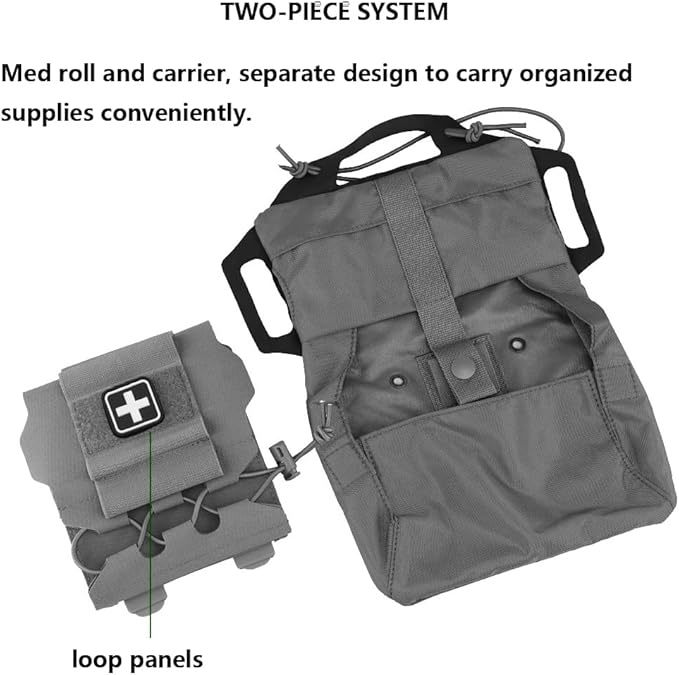 Tactical Medical Molle First Aid Pouch Two Piece System Micro Med kit Emergency Hunting Bag(Medium Size)