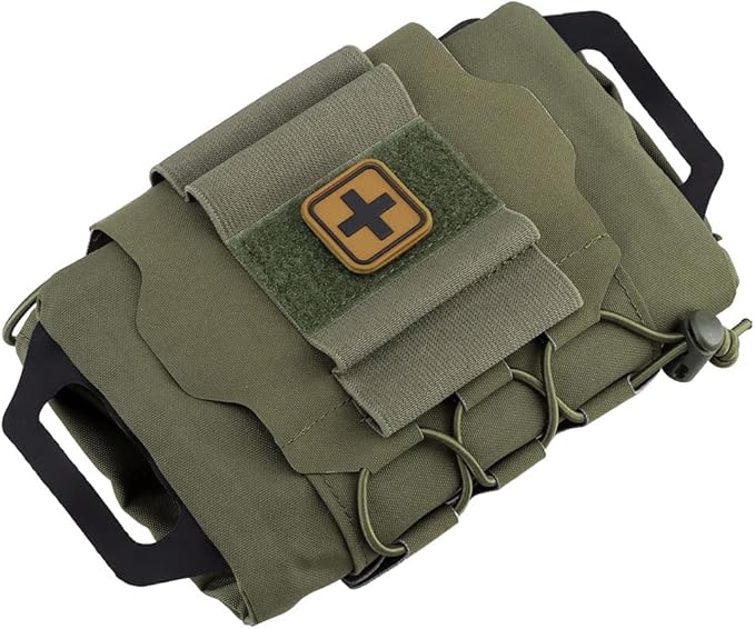 SABADO Rapid Deploy IFAK Pouch First Aid Kits Pack Tactical Two-piece System Medical Supply Holder Roll Carrier Hypalon Handle Outdoor Sport Hunting Bag Laminated Matting Fabric
