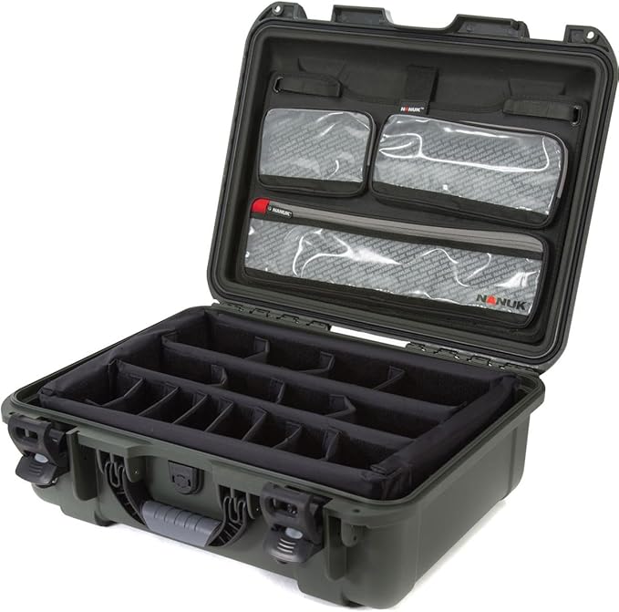 NANUK Large Series 930 Lightweight NK-7 Resin Waterproof Hard Case with Lid Organizer and Padded Dividers, Olive