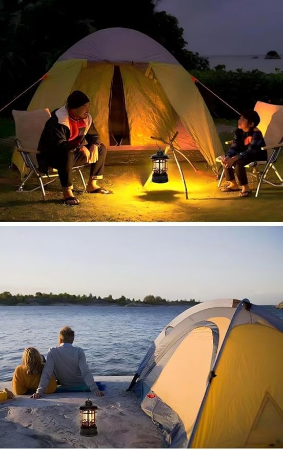 Rechargeable Lanterns for Camping,Outdoor Camping Light with USB Charging Port,Fearless of Wind and rain,Suitable for Garden,Courtyard,and Lawn use(Black)