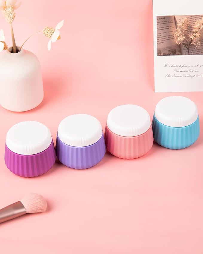 Travel Containers for Toiletries 4 Pack, TSA Approved Travel Size Toiletries, Travel Size Containers, With Clear Bag Leak Proof Silicone Jars, Travel Essentials Creams Jars Carrying Small Items