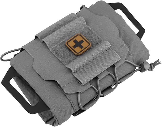 SABADO Rapid Deploy IFAK Pouch First Aid Kits Pack Tactical Two-piece System Medical Supply Holder Roll Carrier Hypalon Handle Outdoor Sport Hunting Bag Laminated Matting Fabric