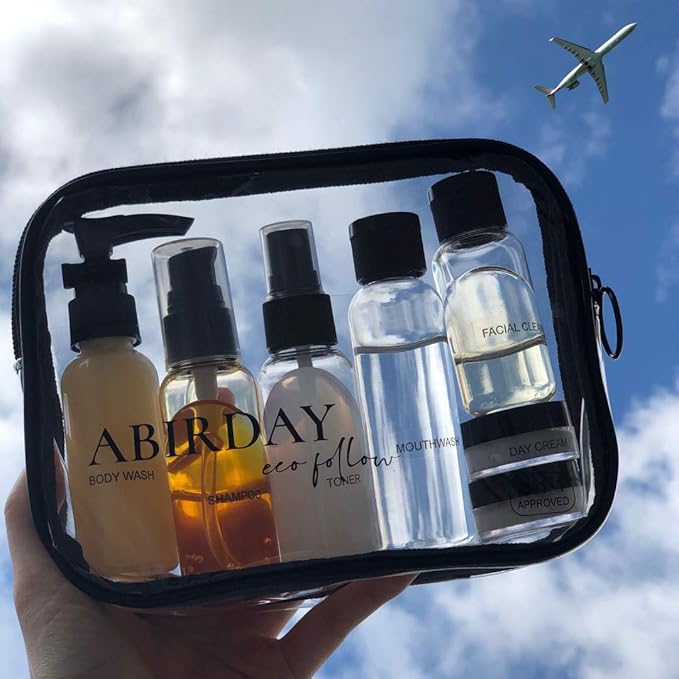 Travel Size Bottles Containers for Toiletries with Toiletry Bag Kit for Liquids, Leak-Proof & TSA Approved Carry-on for Airplane - Women/Men