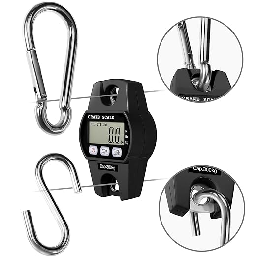 Digital Hanging Crane Scale 660LB/300KG, Deer Hunting Scales, Farm,Fishing, Fish, Meat,Game,Luggage Scale with Hold/Tare