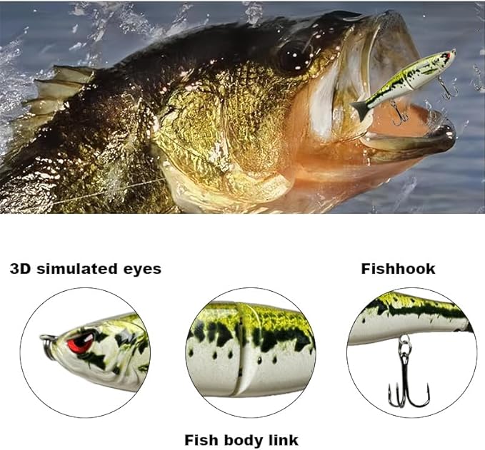 Glide Baits Jointed Swimbait Fishing Lures for Bass Pike Trout Walleye Crappie Bluegill Salmon Fishing Gear Gifts for Family