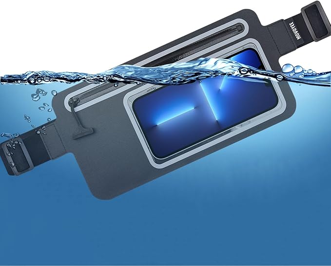 Waterproof Fanny Pack for Men Women Running Belt Bag Swimming Kayaking Boating Beach Water Sport Travel Kids Cell Phone Pouch,Workout Exercise Small GYM Waist Bag,Slim Hiking Waist Pack Black