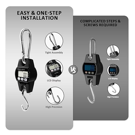 Digital Hanging Crane Scale 660LB/300KG, Deer Hunting Scales, Farm,Fishing, Fish, Meat,Game,Luggage Scale with Hold/Tare