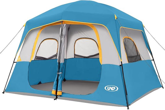 UNP 2/4/6/8 Person Tent, Portable Cabin Tent, Camping Tent 4-Person Easy Set Up, Waterproof with Top Rainfly for Outdoor Camping/Hiking