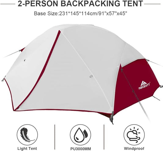 Forceatt Tent for 2 and 3 Person is Waterproof and Windproof, Camping Tent for 3 to 4 Seasons,Lightweight Aluminum Pole Backpacking Tent Can be Set Up Quickly,Great for Hiking