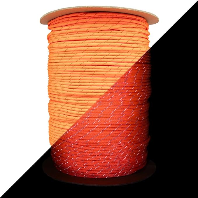 Reflective 550lb Paracord – 7 Strand Type III Nylon Parachute Cord for Hiking, Camping, and Fishing – 30+ Colors and 6 Length Options