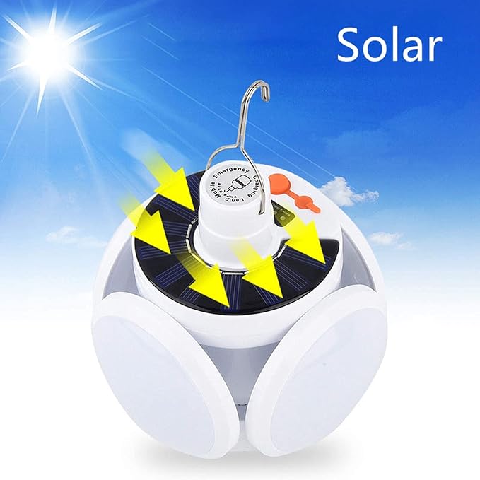 WLHONG 2029 2 Pack Solar LED Camping Lantern with USB Rechargeable Battery and Hook, Portable Emergency Hurricane Camp Lamp Light for Outdoor Tent Barn Patio Home Indoor Power Outages (2Pack)