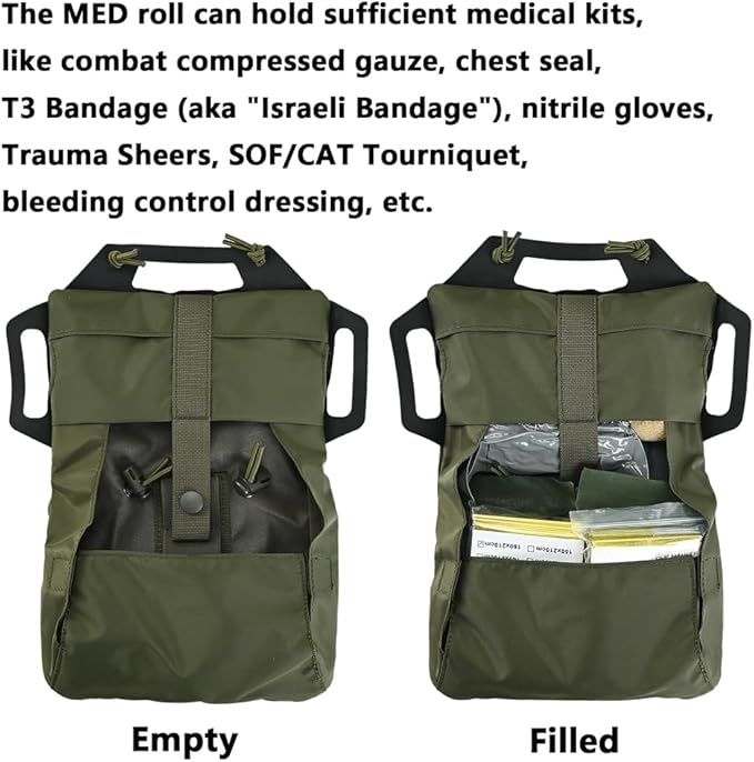 SABADO Rapid Deploy IFAK Pouch First Aid Kits Pack Tactical Two-piece System Medical Supply Holder Roll Carrier Hypalon Handle Outdoor Sport Hunting Bag Laminated Matting Fabric