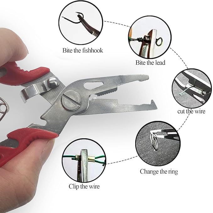 Pack of 201pcs Fishing Stainless Steel Split Rings 5 Sizes and Plier Set, Split Ring Capable of withstanding Large tensile Force and Fishing Plier Tool Kit for Saltwater Fishing Lure Connectors…