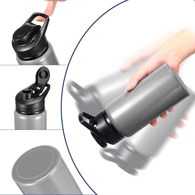 10 Pieces 13.5 oz Reusable Aluminum Water Bottles Bulk Outdoor Sports Water Bottles Multipack Travel Bottles for Gym, Hiking, Cycling, Camping, Fishing, Snap Lid(Gray)