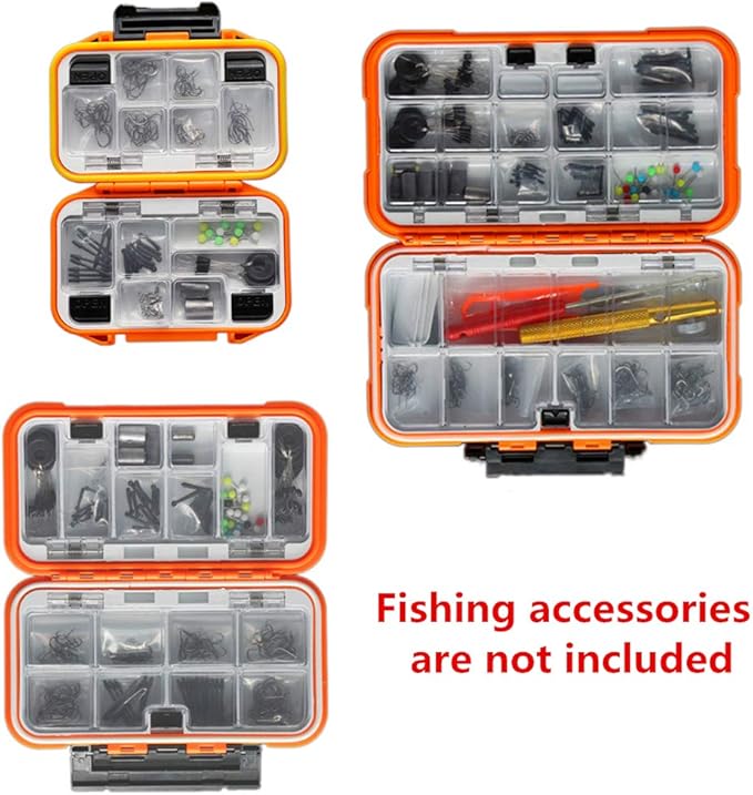 Waterproof Fishing Lure Box Spoon Hooks Baits Storage Tackle Box Containers for Casting Fishing Fly Fishing,Large/Medium/Small Lure Case Available (Orange-Medium)