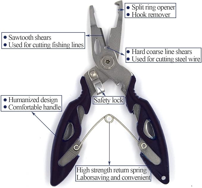 Pack of 201pcs Fishing Stainless Steel Split Rings 5 Sizes and Plier Set, Split Ring Capable of withstanding Large tensile Force and Fishing Plier Tool Kit for Saltwater Fishing Lure Connectors…