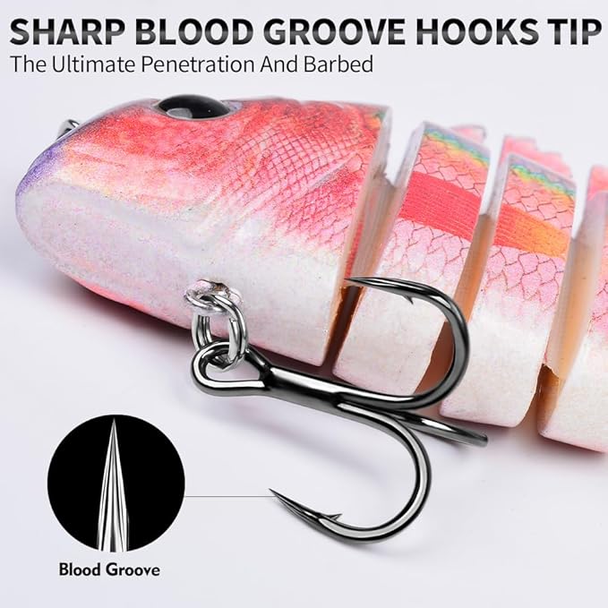 Crankbait Fishing Lure Pike Muskie Lures Lifelike Multi Jointed Swimbait Segement Hard Minnow Bait Treble Hook