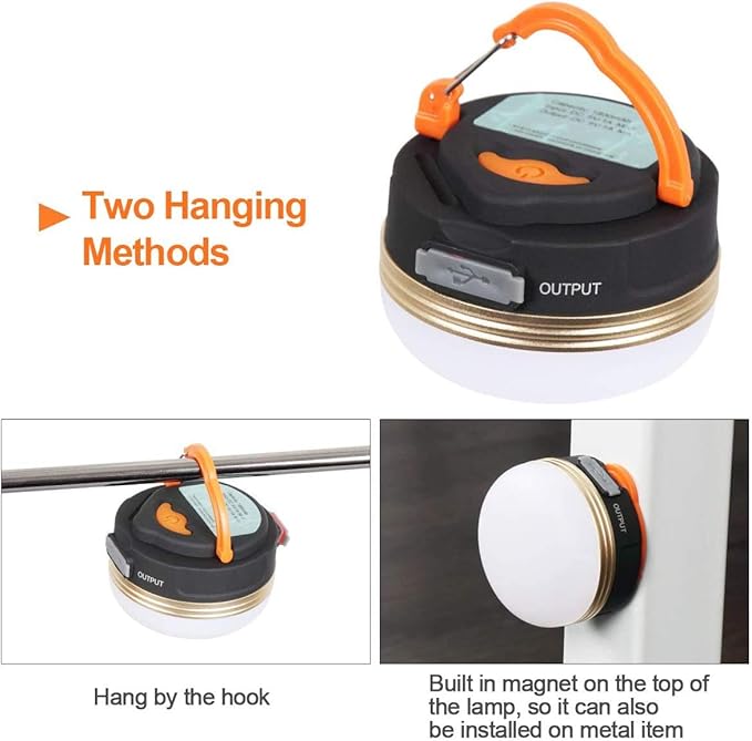 LED Camping Lantern, Rechargeable & Portable Tent Light, 300LM,3 Light Modes,1800mAh Power Bank,with Magnet Base,Electric Lantern Flashlight for Camping/Hiking/Fishing/Hurricane/Emergency