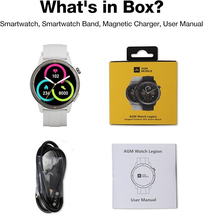 AGM Legion Rugged Smart Watch for Women, 1.43" HD AMOLED Touchscreen, Bluetooth Calling, 5 ATM & IP68, Sports Modes, Barometer & Altimeter, DIY Dial, 24/7 Heart Rate/SpO2/Sleep Monitor for iOS Android
