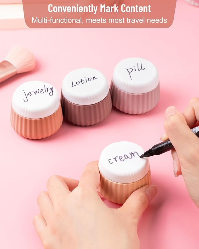 Travel Containers for Toiletries 4 Pack, TSA Approved Travel Size Toiletries, Travel Size Containers, With Clear Bag Leak Proof Silicone Jars, Travel Essentials Creams Jars Carrying Small Items