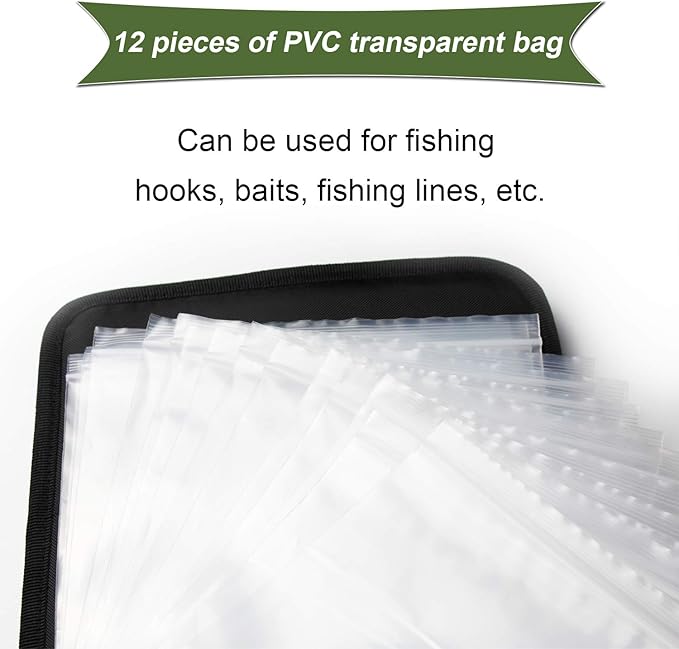 Fishing Tackle Binder, Bait Storage Bag, Soft Bait Binder, Fishing Organized Storage Rig Bag for Baits, Rigs, Jigs and Lines, Suitable for Fresh Water and Saltwater 12 (Green camouflage/9.5" * 8.3")