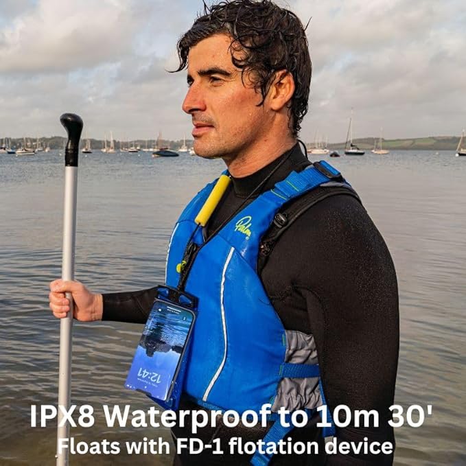 Aquapac Waterproof Phone Case, Medium, Grey, Lanyard, iPhone and Android, Made in The UK, Hiking, Mountain Biking, Running Accessory, Travel Essential, 5 Year Warranty. IPX8 Certified to 30 ft deep.