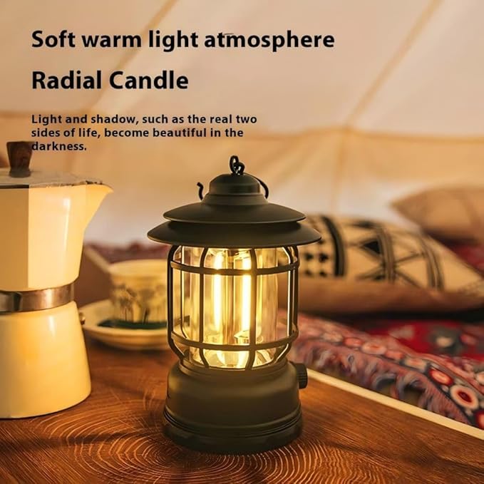 Rechargeable Camping Lantern,Outdoor Camping Light with USB Charging Port,Fearless of Wind and rain,Suitable for Garden,Courtyard,and Lawn Use(White)